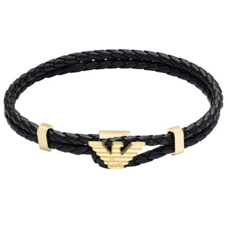 Emporio Armani Leather ID Bracelet Black | Mainline Menswear us